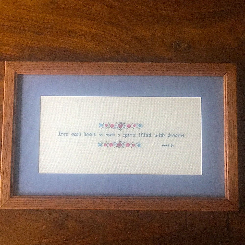 Framed Inspirational Embroidery Framed Wall Art - Heart, spirit, dreams